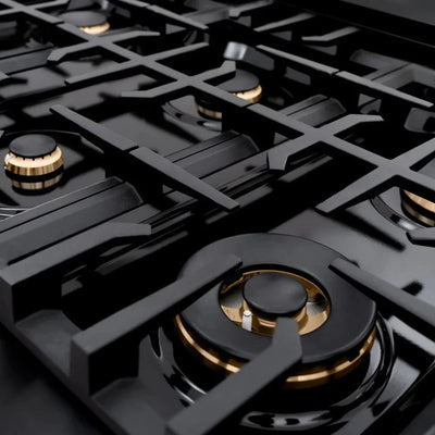ZLINE 48" Dual Fuel Range, Gas Cooktop, Electric Convection Oven Black Stainless Steel, Champagne Bronze CDRBZ-48-CB