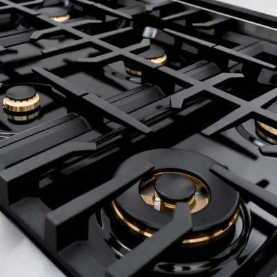 ZLINE 36" Dual Fuel Range, Gas Cooktop, Electric Convection Oven Stainless Steel, Matte Black CDRZ-36-MB