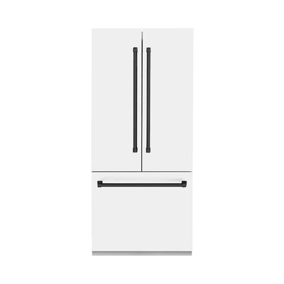 ZLINE Autograph Edition French Door Refrigerator, Internal Water, Ice Dispenser, White Matte, Champagne Bronze Accents RBIVZ-WM