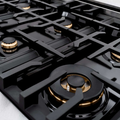 ZLINE 36" Dual Fuel Range, Gas Cooktop, Electric Convection Oven DuraSnow® Stainless Steel, Matte Black CDRSZ-36-MB