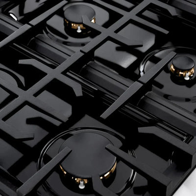 ZLINE 36" Dual Fuel Range, Gas Cooktop, Electric Convection Oven Black Stainless Steel Brass Burners, CDRB-BR-36