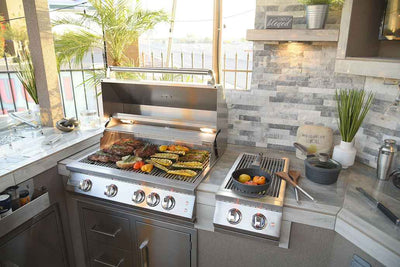 KoKoMo Bermuda Kitchen BBQ Island with Built-In TV, Fire Pit & Bar for Ultimate Outdoor Entertaining