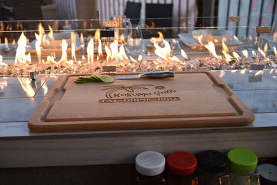 KoKoMo Bermuda Kitchen BBQ Island with Built-In TV, Fire Pit & Bar for Ultimate Outdoor Entertaining