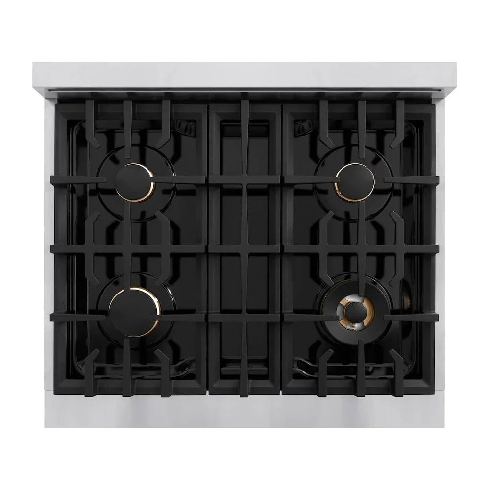 ZLINE 30" Dual Fuel Range, Gas Cooktop, Electric Convection Oven Stainless Steel, Matte Black CDRZ-30-MB