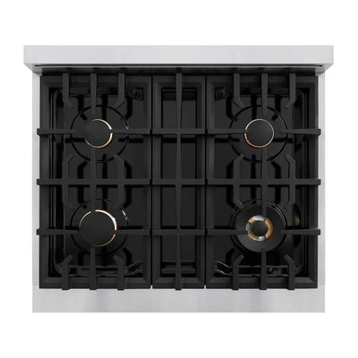 ZLINE 30" Dual Fuel Range, Gas Cooktop, Electric Convection Oven Stainless Steel, Matte Black CDRZ-30-MB