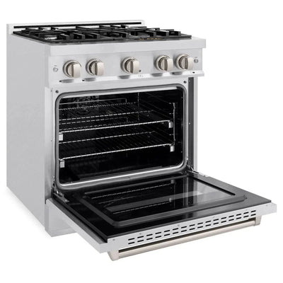 ZLINE 30" Dual Fuel Range, Gas Cooktop, Electric Convection Oven DuraSnow® Stainless Steel, CDRS-30