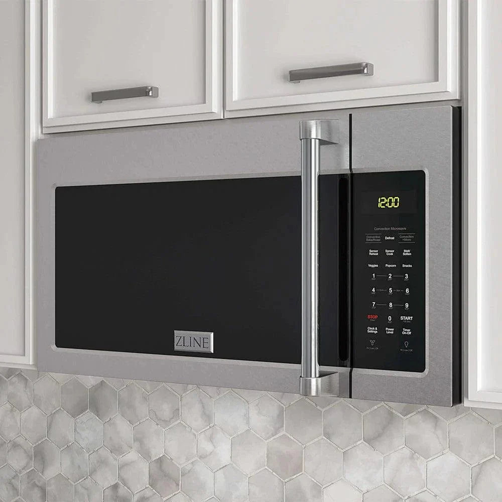 ZLINE 30" Recirculating Over the Range Convection Microwave with Traditional Handle and Charcoal Filters in Fingerprint Resistant SS MWO-OTRCFH-30-SS
