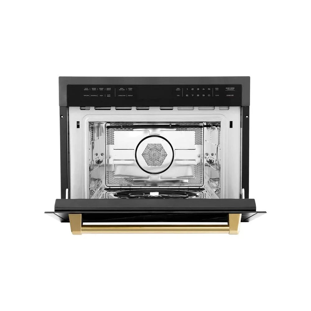 ZLINE 24" Convection Microwave, Black Stainless, Gold MWOZ-24-BS-G