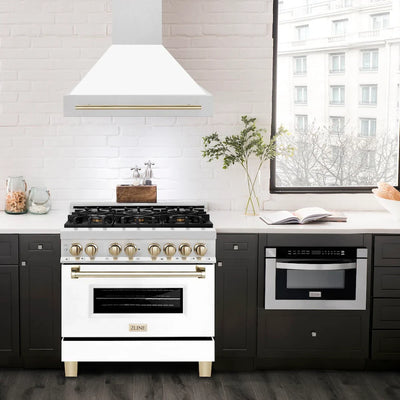 ZLINE 36" Autograph DuraSnow White Range Hood 8654SNZ-WM36-G