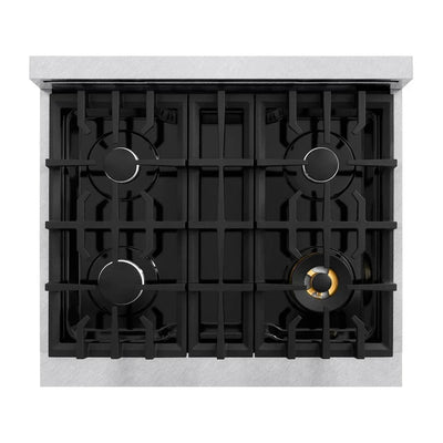 ZLINE 30" Dual Fuel Range, Gas Cooktop, Electric Convection Oven DuraSnow® Stainless Steel, CDRS-30