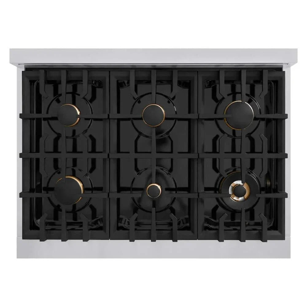 ZLINE 36" Dual Fuel Range, Gas Cooktop, Electric Convection Oven Stainless Steel, CDR-BR-36