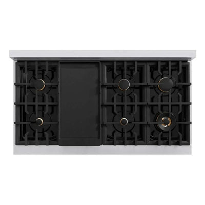 ZLINE 48" Dual Fuel Range, Gas Cooktop, Electric Convection Oven Stainless Steel, Gold CDRZ-48-G
