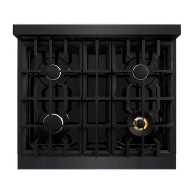 ZLINE 30" Dual Fuel Range, Gas Cooktop, Electric Convection Oven Black Stainless Steel, CDRB-30