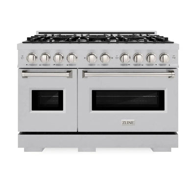 ZLINE 48" Dual Fuel Range, Gas Cooktop, Electric Convection Oven DuraSnow® Stainless Steel, CDRS-48