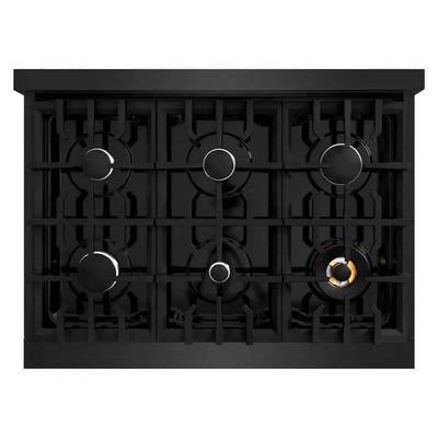 ZLINE 36" Dual Fuel Range, Gas Cooktop, Electric Convection Oven Black Stainless Steel, CDRB-36