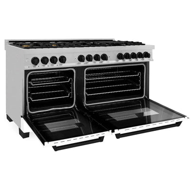 ZLINE 60"Autograph Range Dual Fuel, DuraSnow, White Door,RASZ-WM-60-MB