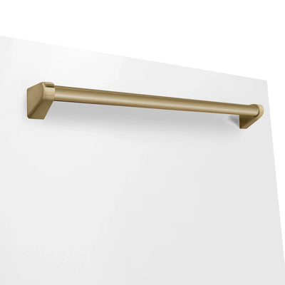 ZLINE Autograph 24" Dishwasher, White Door, Bronze DWMTZ-WM-24-CB