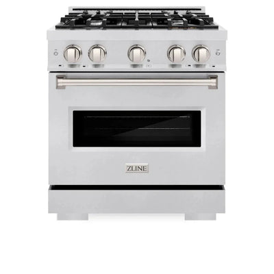 ZLINE 30" Dual Fuel Range, Gas Cooktop, Electric Convection Oven DuraSnow® Stainless Steel, CDRS-30