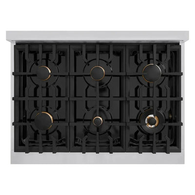 ZLINE 36" Dual Fuel Range, Gas Cooktop, Electric Convection Oven Stainless Steel, Matte Black CDRZ-36-MB