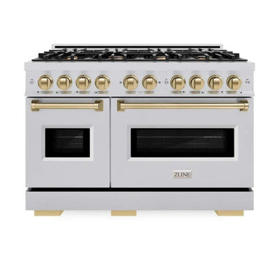 ZLINE 48" Dual Fuel Range, Gas Cooktop, Electric Convection Oven Stainless Steel, Champagne Bronze CDRZ-48-CB