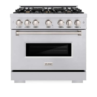 ZLINE 36" Dual Fuel Range, Gas Cooktop, Electric Convection Oven Stainless Steel, CDR-BR-36