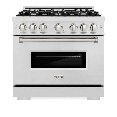 ZLINE 36" Dual Fuel Range, Gas Cooktop, Electric Convection Oven DuraSnow® Stainless Steel, CDRS-36