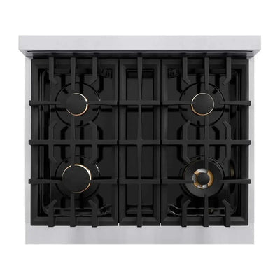 ZLINE 30" Dual Fuel Range, Gas Cooktop, Electric Convection Oven Stainless Steel, White Matte Matte Black CDRZ-WM-30-MB