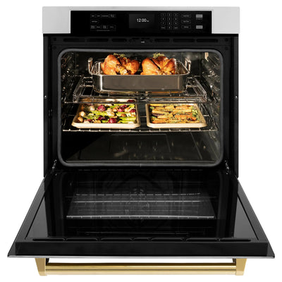 ZLINE 30" Autograph Edition Professional True Convection Single Wall Oven, Air Fry, Self Clean, Stainless Steel, Gold WASZ-30-G