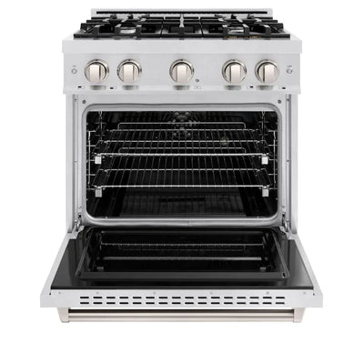 ZLINE 30" Dual Fuel Range, Gas Cooktop, Electric Convection Oven DuraSnow® Stainless Steel, CDRS-30