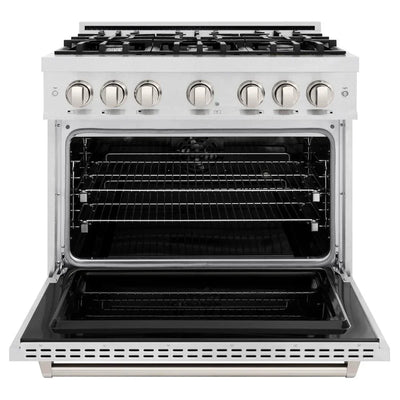 ZLINE 36" Dual Fuel Range, Gas Cooktop, Electric Convection Oven DuraSnow® Stainless Steel, CDRS-36