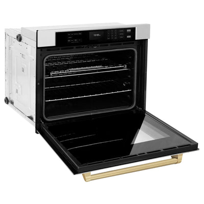 ZLINE 30" Autograph Edition Professional True Convection Single Wall Oven, Air Fry, Self Clean, Stainless Steel, Champagne Bronze WASZ-30-CB
