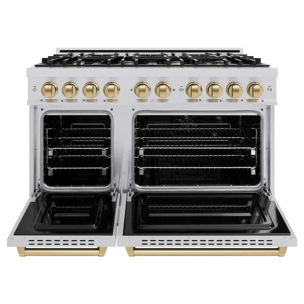 ZLINE 48" Dual Fuel Range, Gas Cooktop, Electric Convection Oven Stainless Steel, Champagne Bronze CDRZ-48-CB