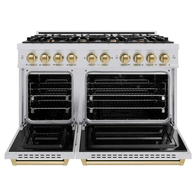 ZLINE 48" Dual Fuel Range, Gas Cooktop, Electric Convection Oven Stainless Steel, Champagne Bronze CDRZ-48-CB