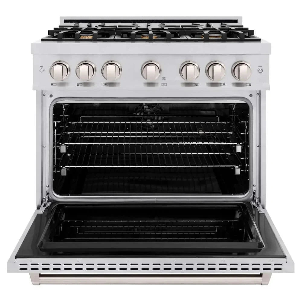 ZLINE 36" Dual Fuel Range, Gas Cooktop, Electric Convection Oven Stainless Steel, CDR-BR-36
