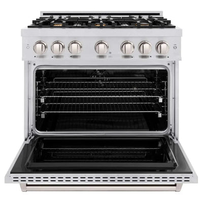 ZLINE 36" Dual Fuel Range, Gas Cooktop, Electric Convection Oven Stainless Steel, CDR-BR-36