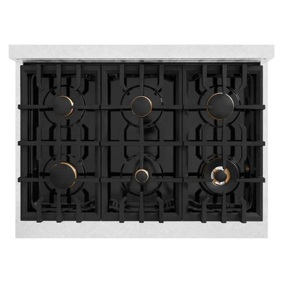 ZLINE 36" Dual Fuel Range, Gas Cooktop, Electric Convection Oven DuraSnow® Stainless Steel, Matte Black CDRSZ-36-MB