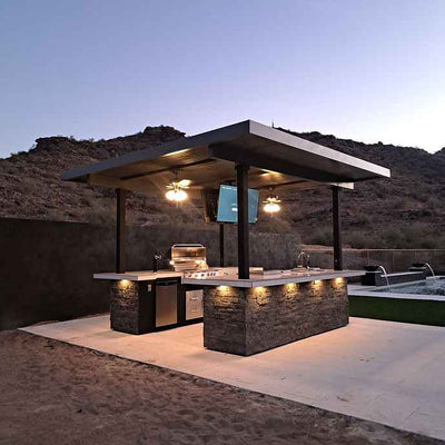 KoKoMo Big Island Sports Bar Outdoor Kitchen Grill – Dual 55” TVs + Built-In BBQ