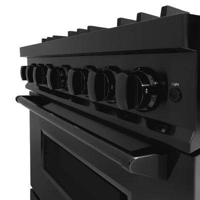 ZLINE 36" Dual Fuel Range, Gas Cooktop, Electric Convection Oven Black Stainless Steel Brass Burners, CDRB-BR-36