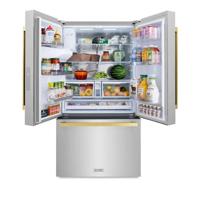 ZLINE 36" Refrigerator, Water, Ice Dispenser, Fingerprint Resistant, RSMZ-W-36-FG