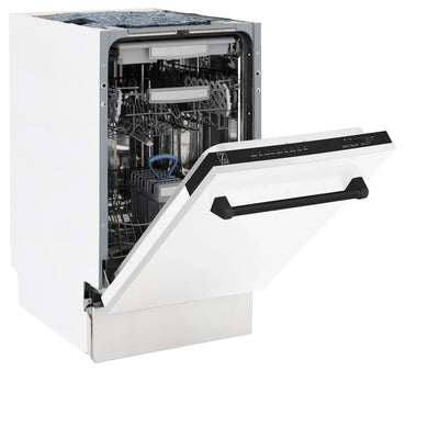 ZLINE Autograph 18" Dishwasher White Door, Black Handle DWVZ-WM-18-MB