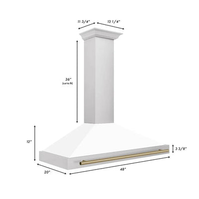 ZLINE 48" Autograph Stainless Wall Range Hood KB4STZ-WM48-G