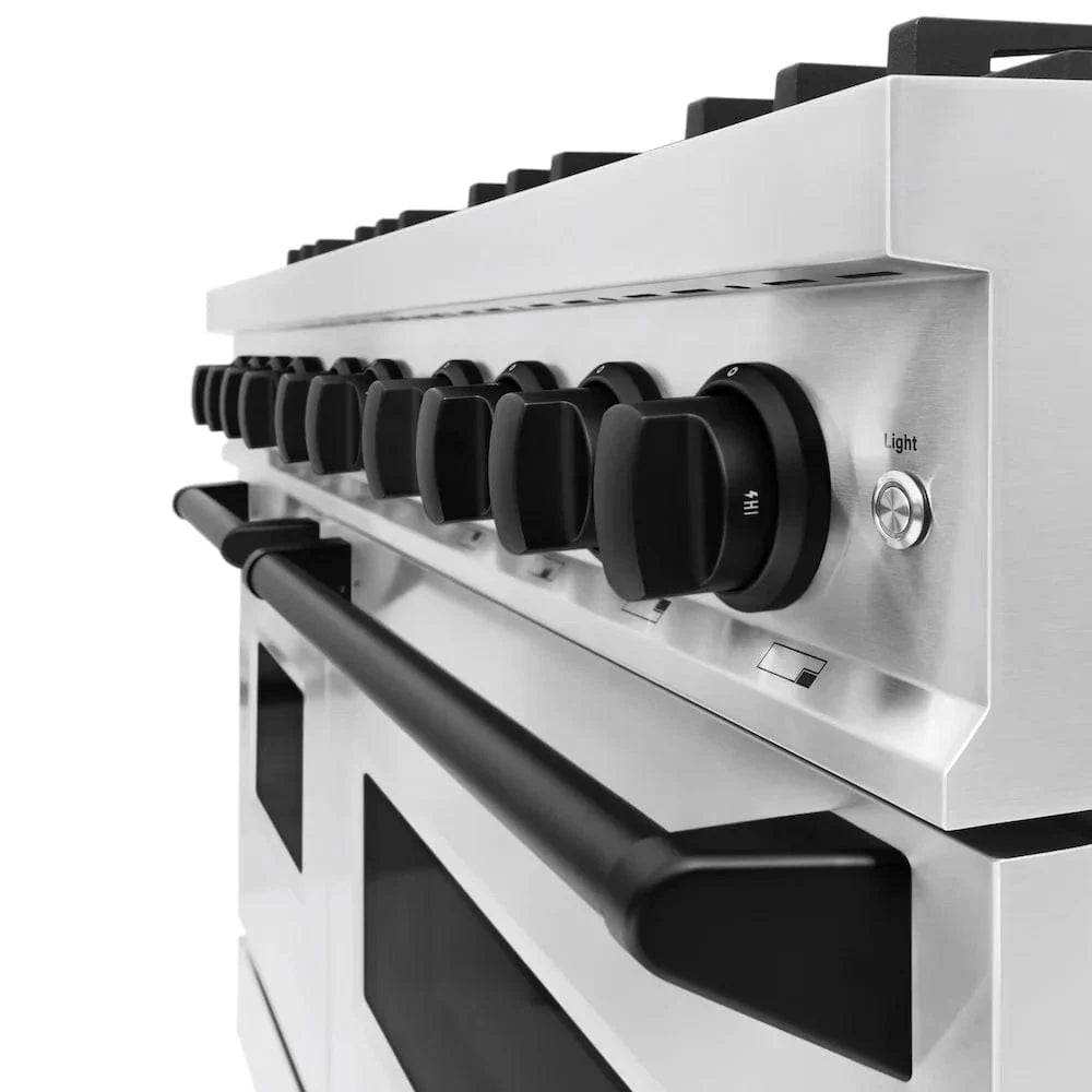 ZLINE 48" Dual Fuel Range, Gas Cooktop, Electric Convection Oven Stainless Steel, Matte Black CDRZ-48-MB