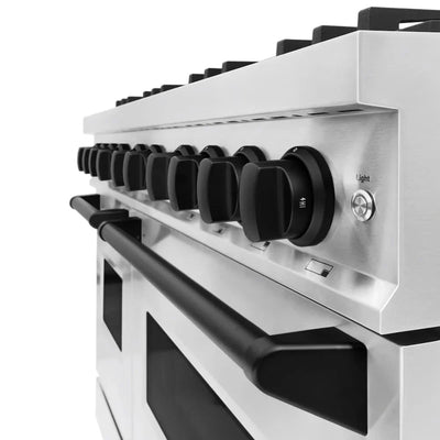 ZLINE 48" Dual Fuel Range, Gas Cooktop, Electric Convection Oven Stainless Steel, Matte Black CDRZ-48-MB