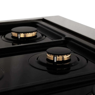 ZLINE 36" Autograph, Dual Fuel Range, Black Door, Gold, RASZ-BLM-36-G
