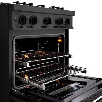 ZLINE 30" Dual Fuel Range, Gas Cooktop, Electric Convection Oven Black Stainless Steel, CDRB-30