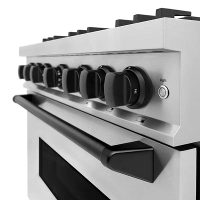 ZLINE 36" Dual Fuel Range, Gas Cooktop, Electric Convection Oven Stainless Steel, Matte Black CDRZ-36-MB