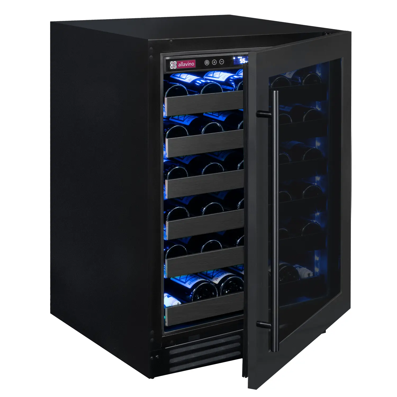 Allavino Reserva Series 50 Bottle Built-in Undercounter Luxury Wine Refrigerator with Black Stainless Steel Door