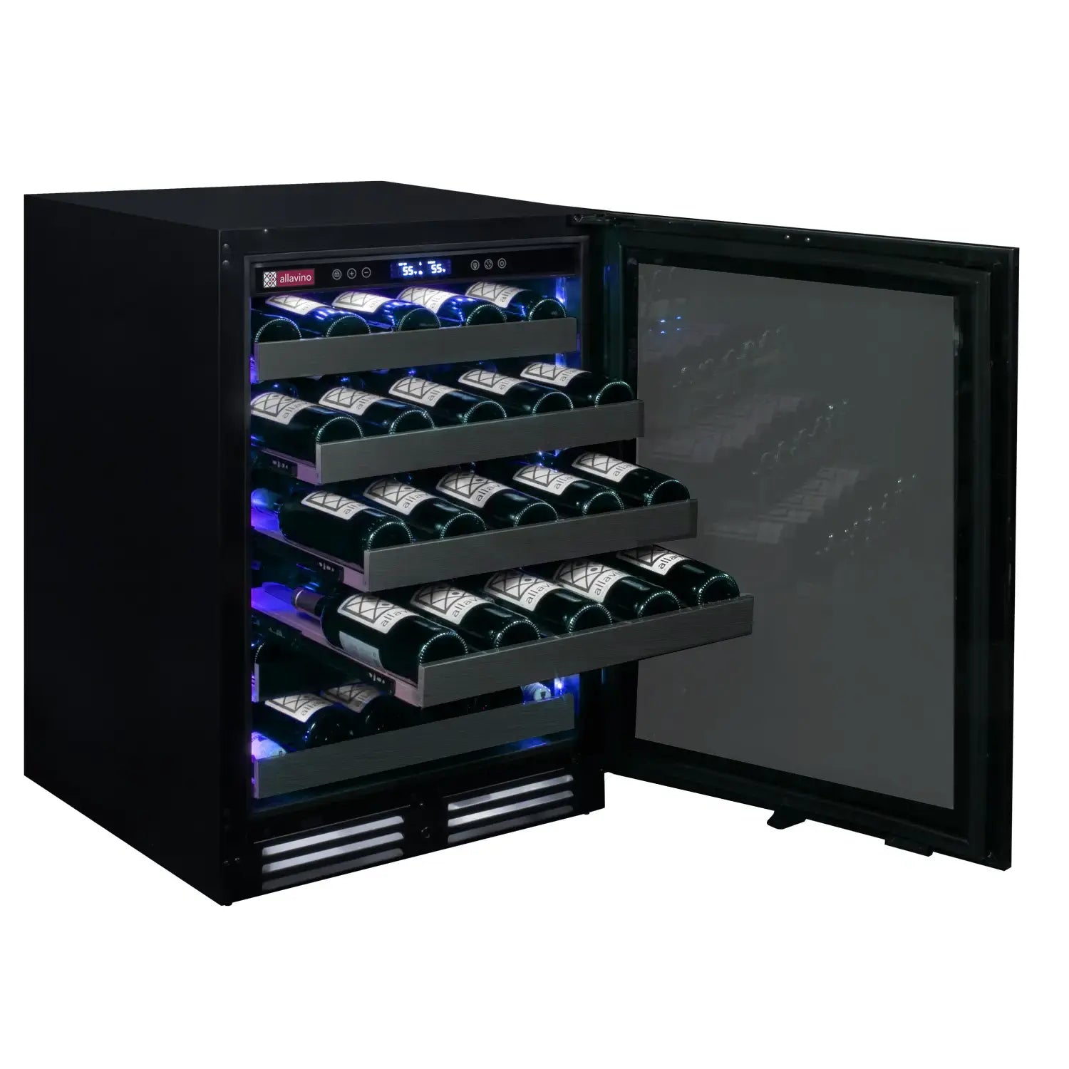 Allavino Reserva Series 50 Bottle Built-in Undercounter Luxury Wine Refrigerator with Black Stainless Steel Door