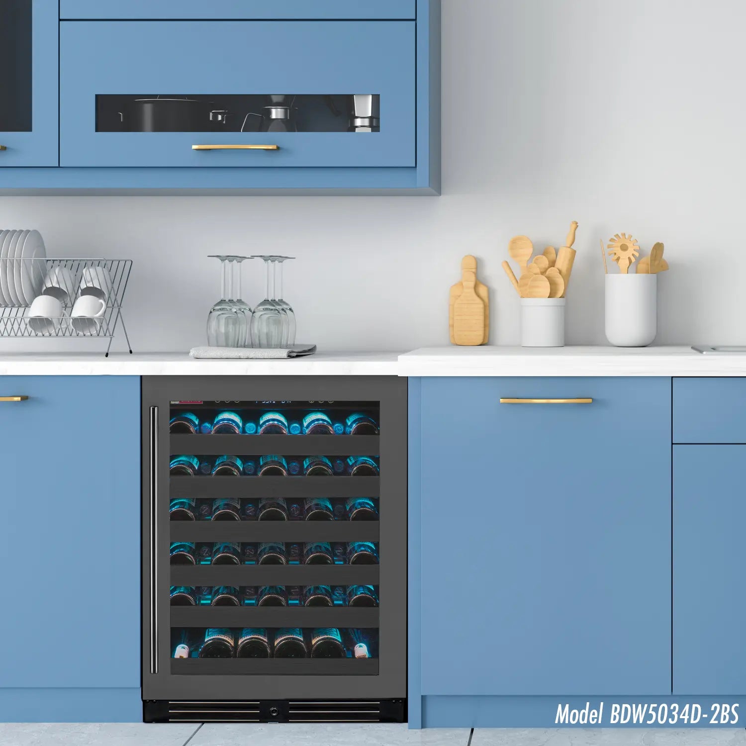 Allavino Reserva Series 50 Bottle Built-in Undercounter Luxury Wine Refrigerator with Black Stainless Steel Door