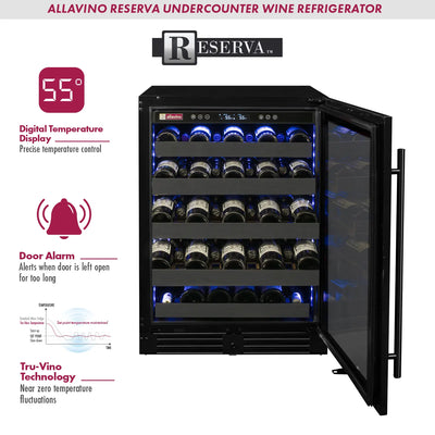 Allavino Reserva Series 50 Bottle Built-in Undercounter Luxury Wine Refrigerator with Black Stainless Steel Door